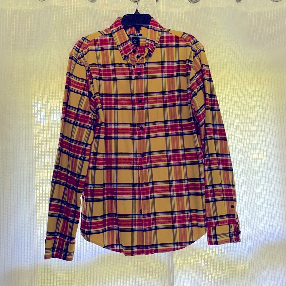 Men’s large (16-16 1/2) Land’s End tailored fit plaid flannel shirt